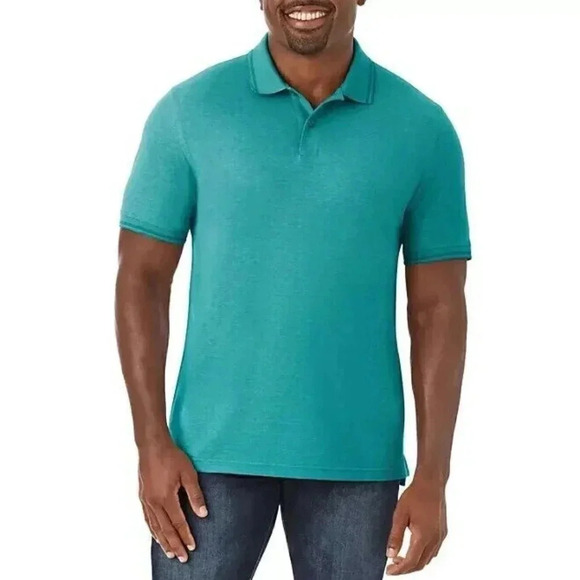 MEMBERS MARK MENS SIZE XL BLUE STRETCH COTTON BLEND POLO SHORT SLEEVE SHIRT - Picture 1 of 7